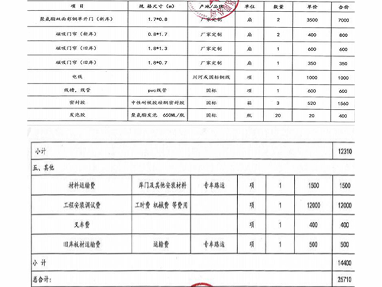 如何核算冷藏库安装设计费用？请看冷藏库报价清单